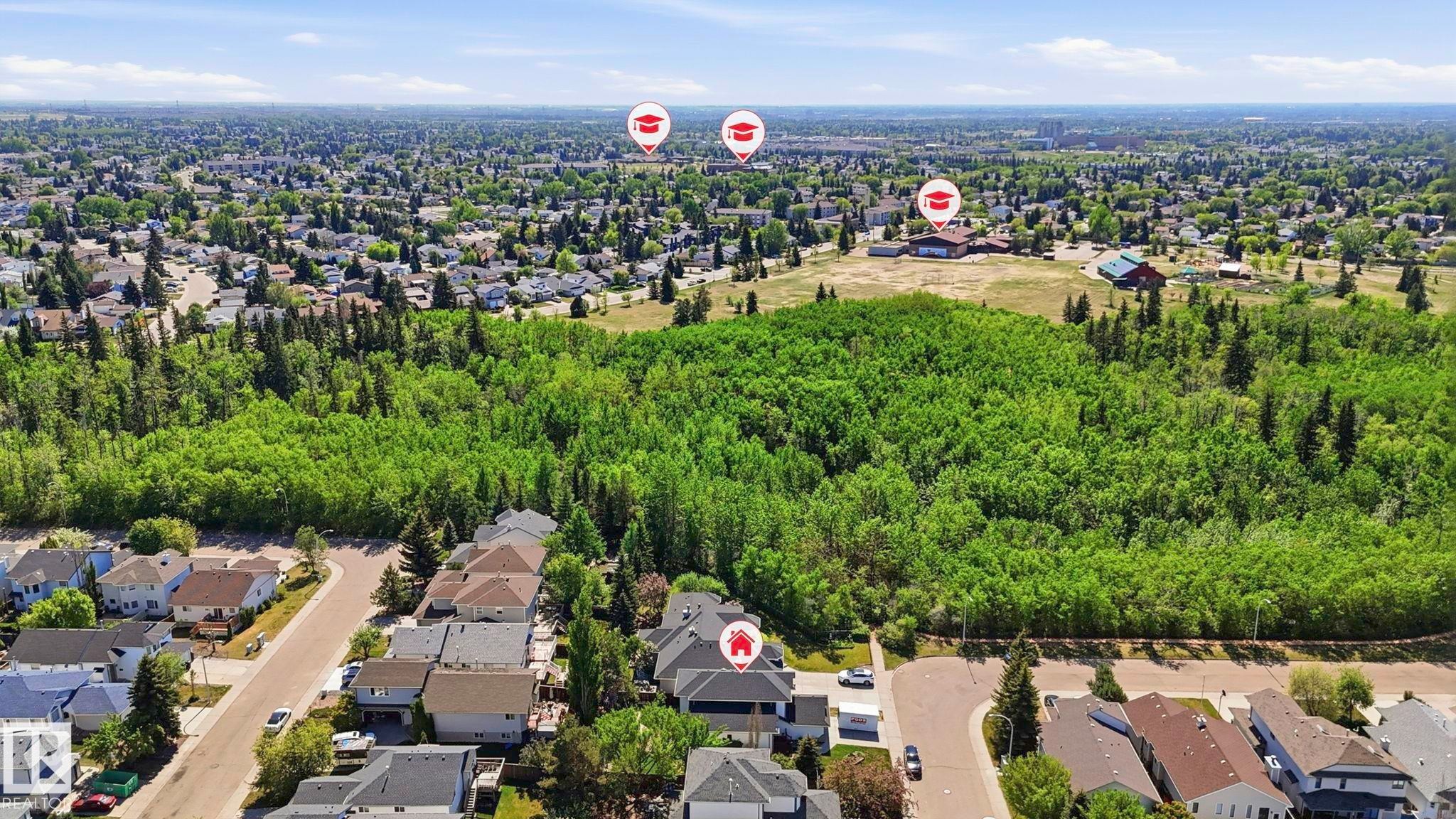 Expansive neighborhood featuring numerous residential properties, mature trees, and natural green spaces - 4309 37A Avenue, Edmonton, AB - Outdoor With View