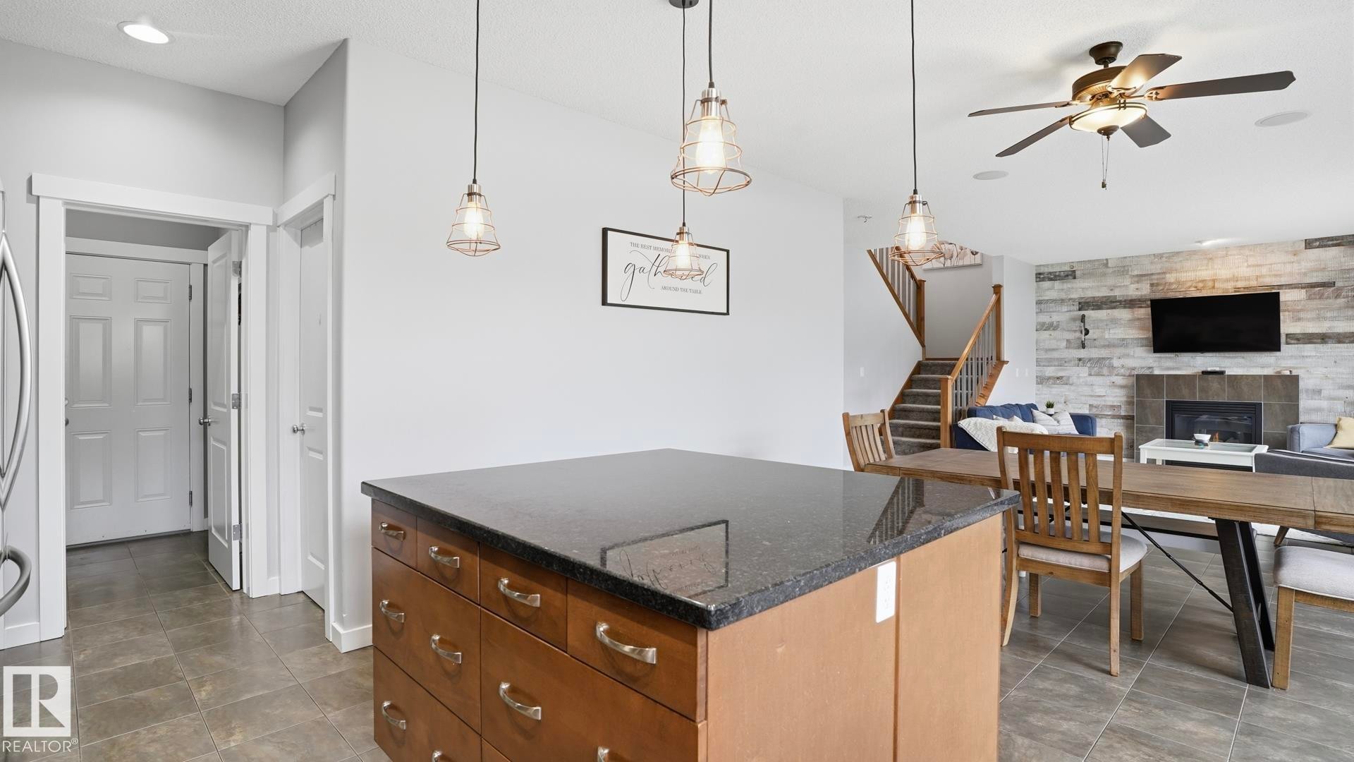 75 Rue Moreau, Beaumont, AB - Indoor With Fireplace