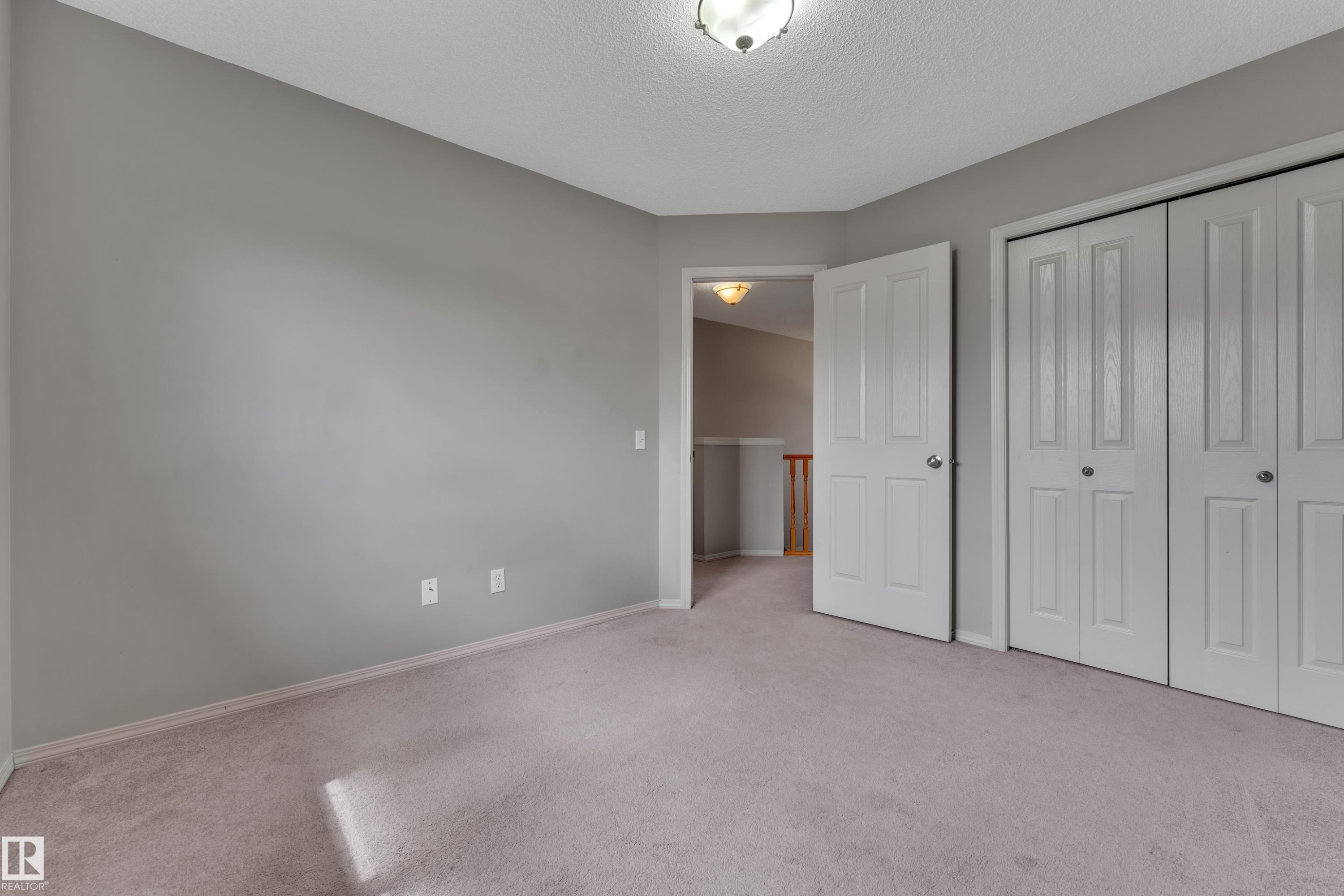 Neutral gray walls, plush carpeting, and white trim characterize this room - 14031 136 Street, Edmonton, AB