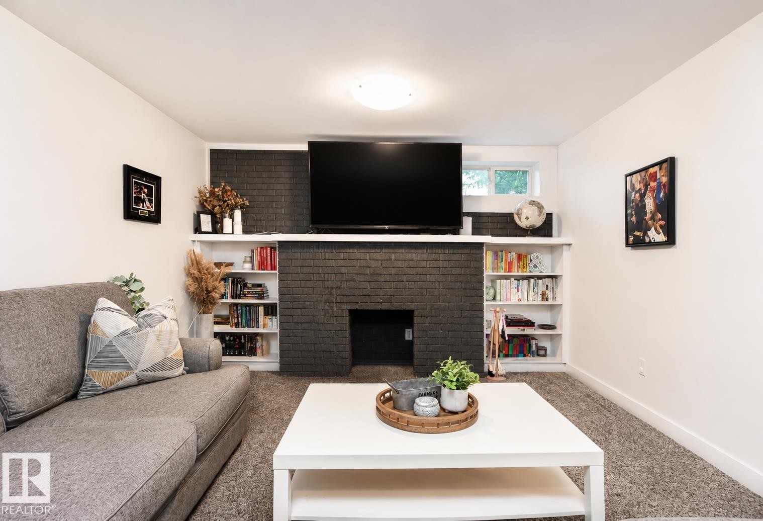 4904 103 Avenue, Edmonton, AB - Indoor Photo Showing Living Room With Fireplace