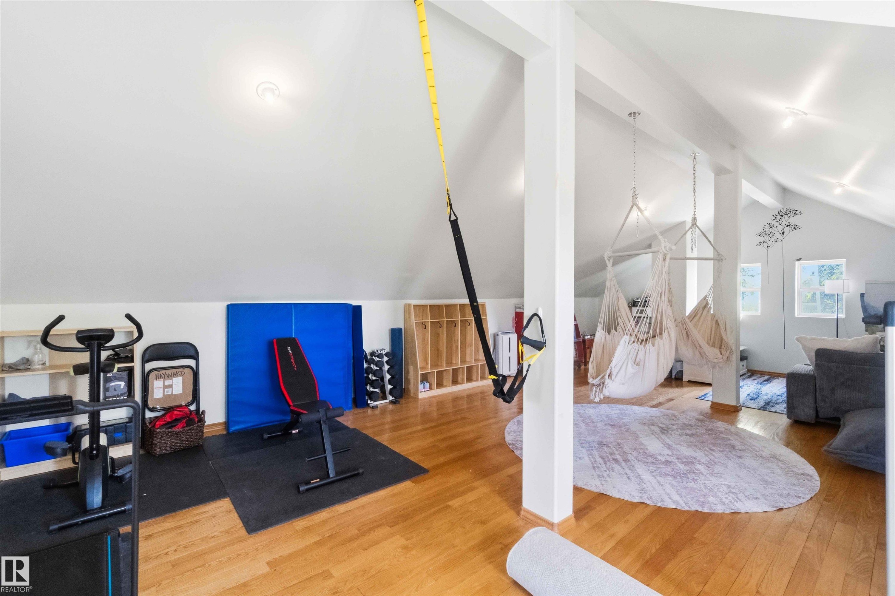Spacious attic conversion featuring vaulted ceilings and light wood flooring - #17 A 15031 Twp Road 462, Rural Wetaskiwin County, AB - Indoor Photo Showing Other Room