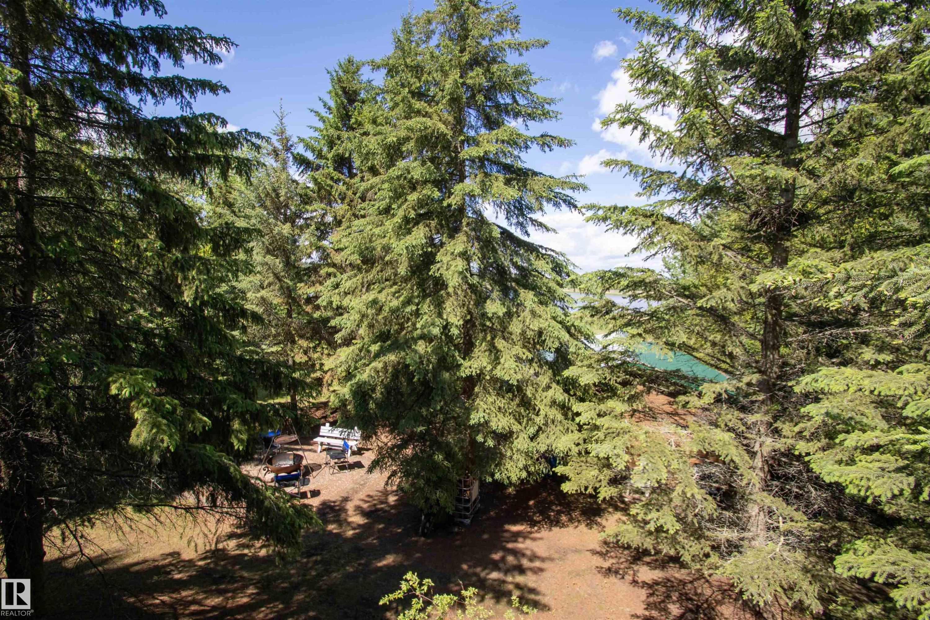 Forested setting featuring numerous mature evergreen trees and a partially visible body of water - 104 60201 Rng Rd 122, Rural St. Paul County, AB