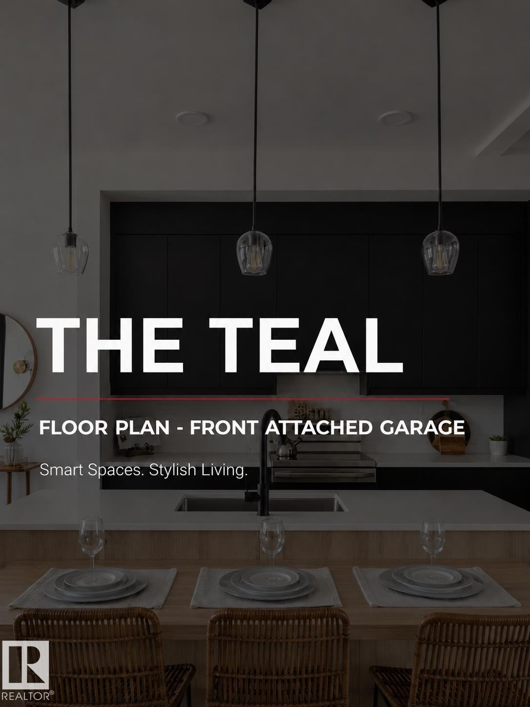 Floor Plan. Identifying the configuration of the Teal property with a front attached garage - 1093 Starling Drive, Edmonton, AB