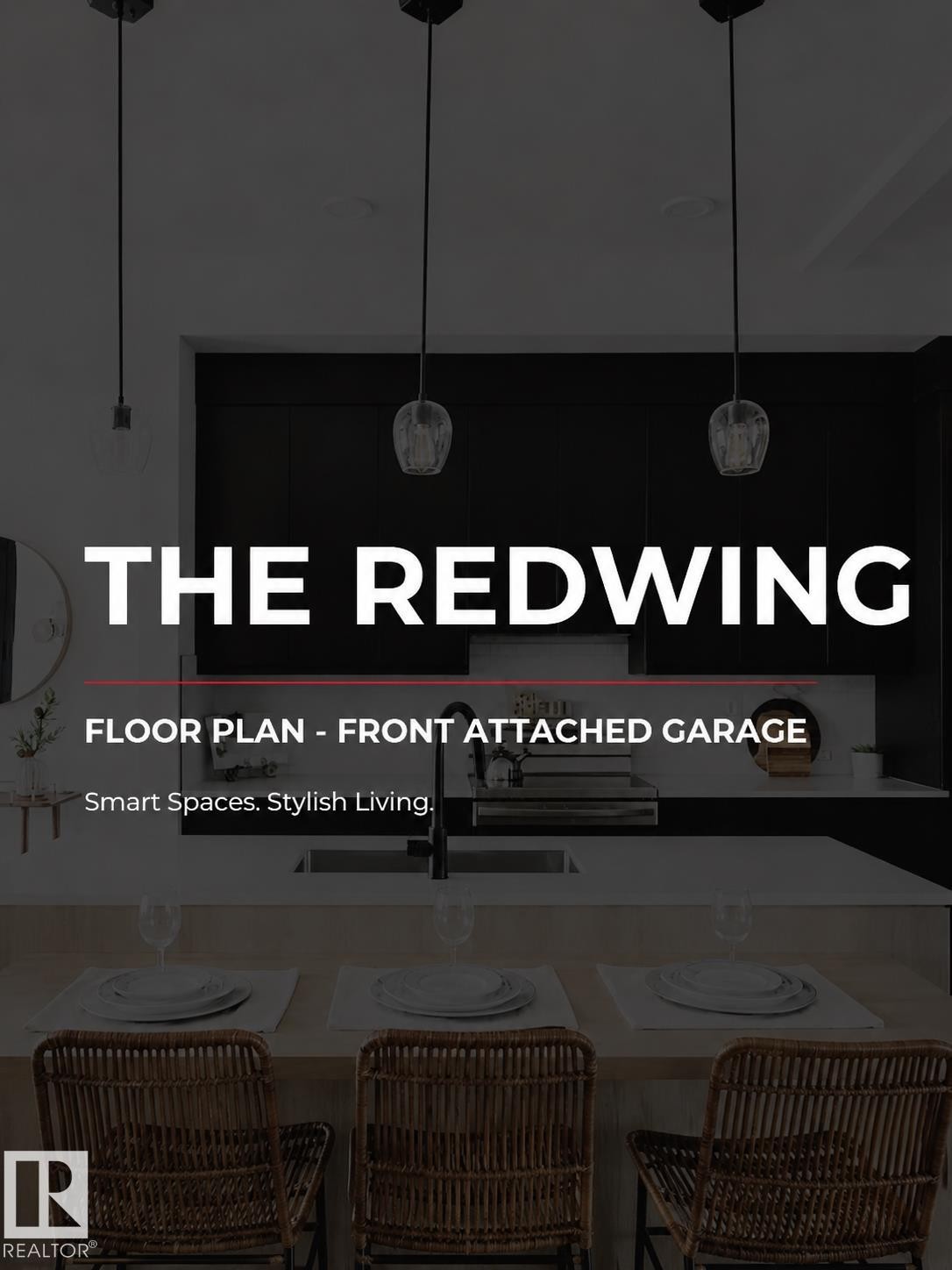 Floor Plan. Presenting the layout for the Redwing model with a front attached garage - 1095 Starling Drive, Edmonton, AB