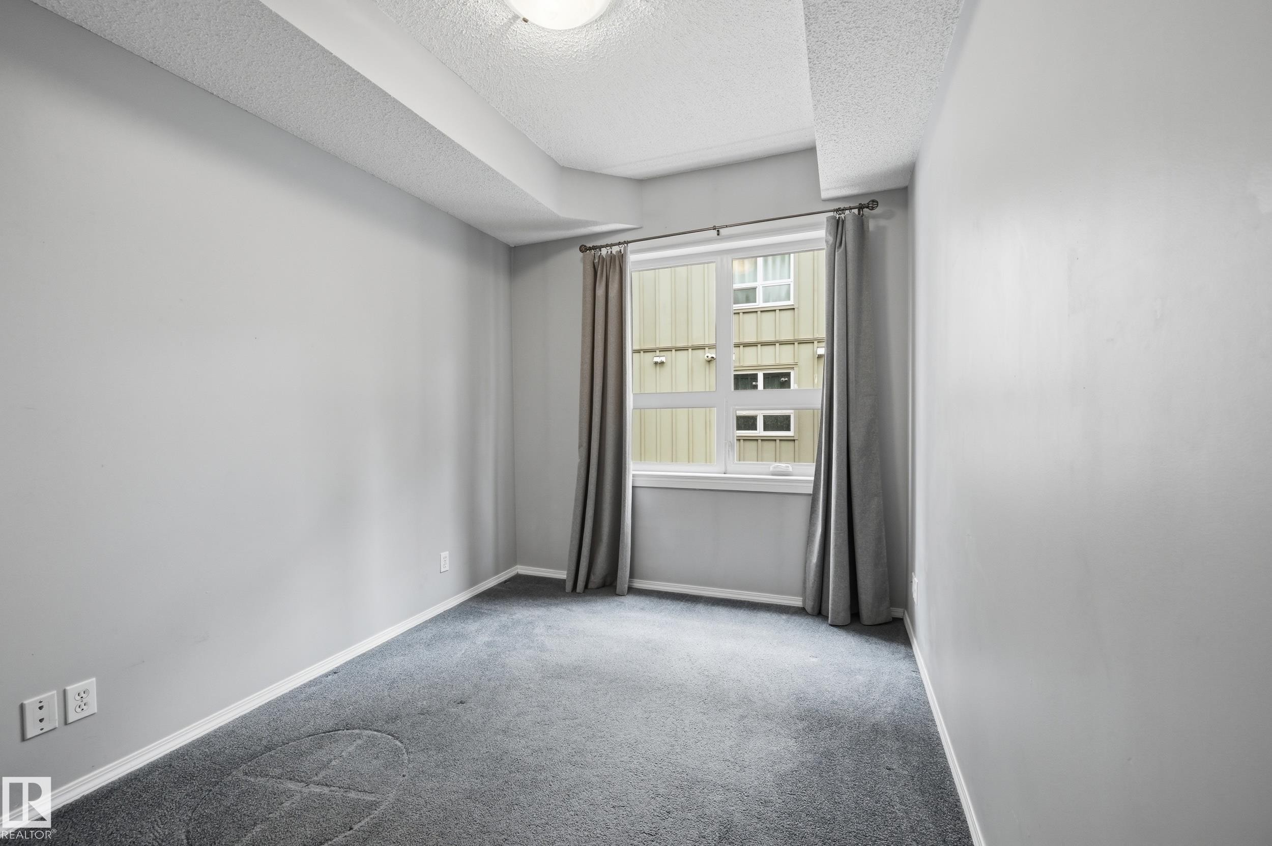 Neutral tone walls complement the textured gray carpeting - 203 11103 84 Avenue, Edmonton, AB