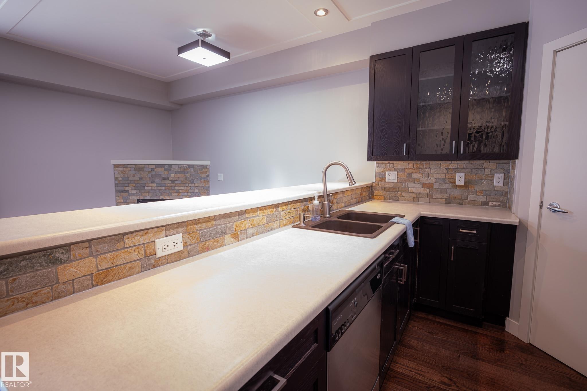 #207 9750 94 St Nw, Edmonton, AB - Indoor Photo Showing Kitchen With Double Sink