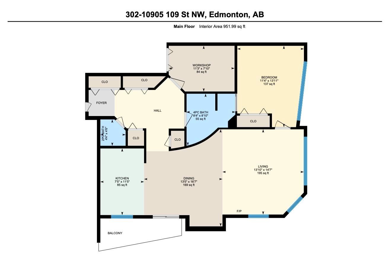 View of room layout - 302 10905 109 Street, Edmonton, AB