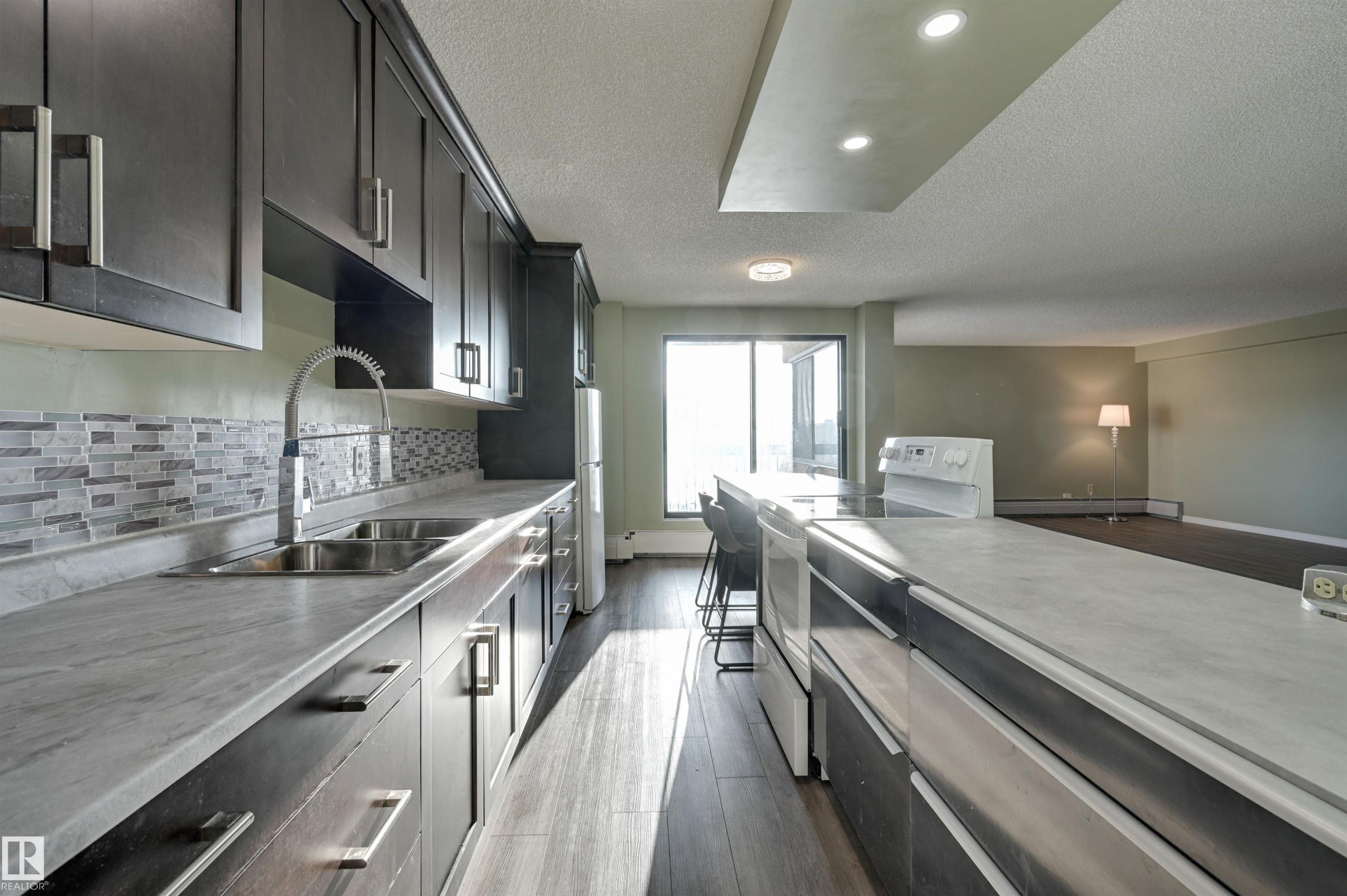 #1003 10155 114 St Nw, Edmonton, AB - Indoor Photo Showing Kitchen With Double Sink With Upgraded Kitchen