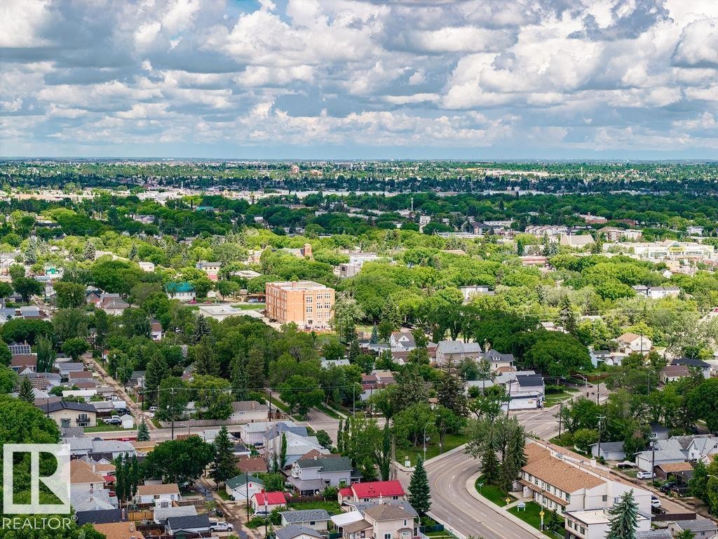 Expansive urban landscape featuring a mix of residential structures and abundant mature tree cover - 11241 88 Street, Edmonton, AB