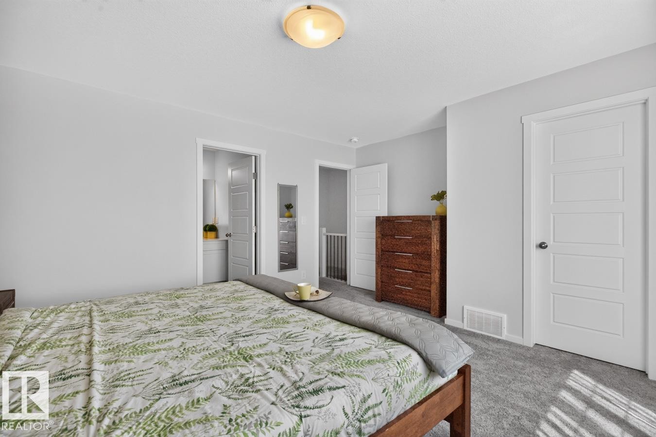 Bedroom featuring light gray walls and plush gray carpet - 1022 Hearthstone Boulevard, Sherwood Park, AB