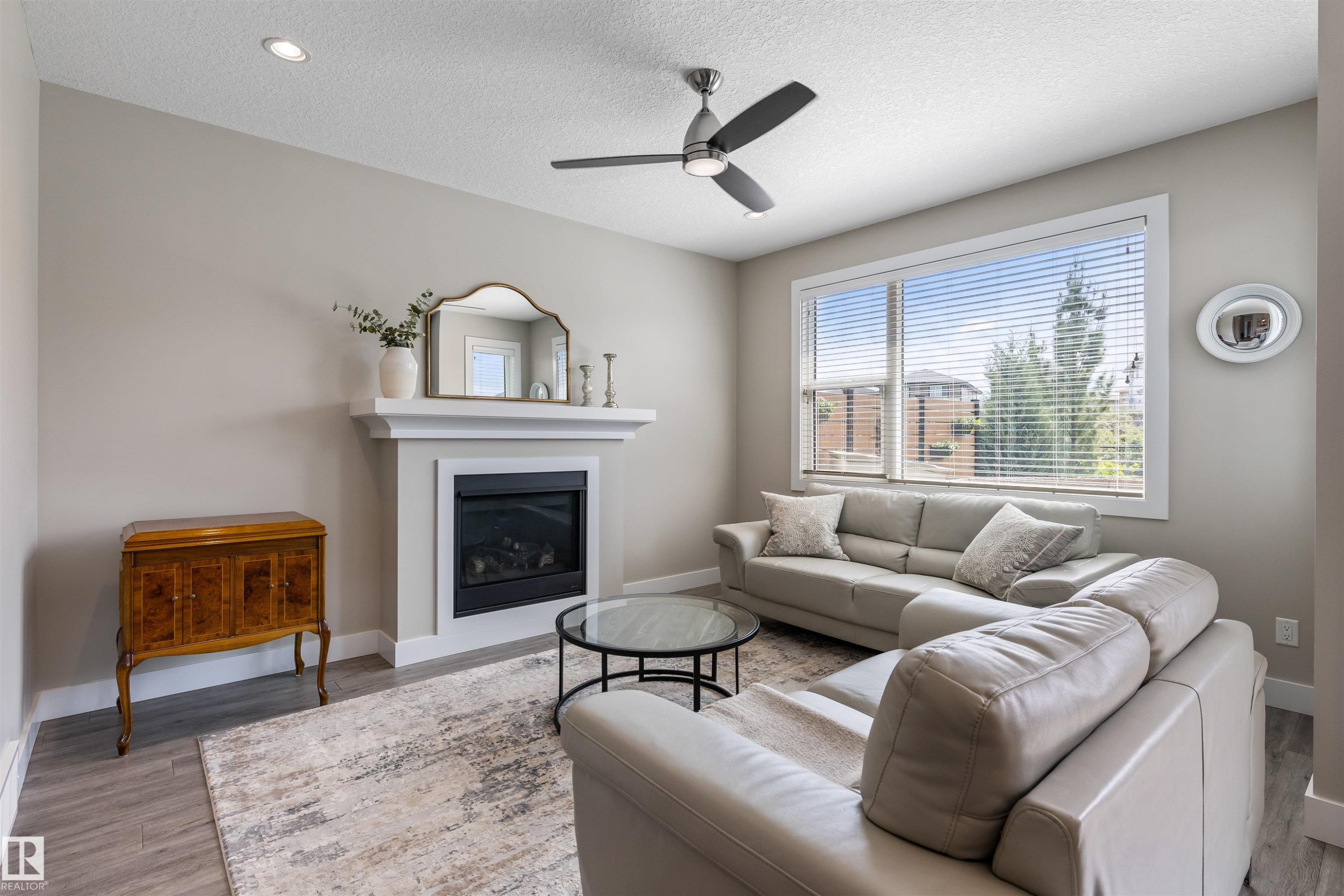 12833 205 Street Nw, Edmonton, AB - Indoor Photo Showing Living Room With Fireplace