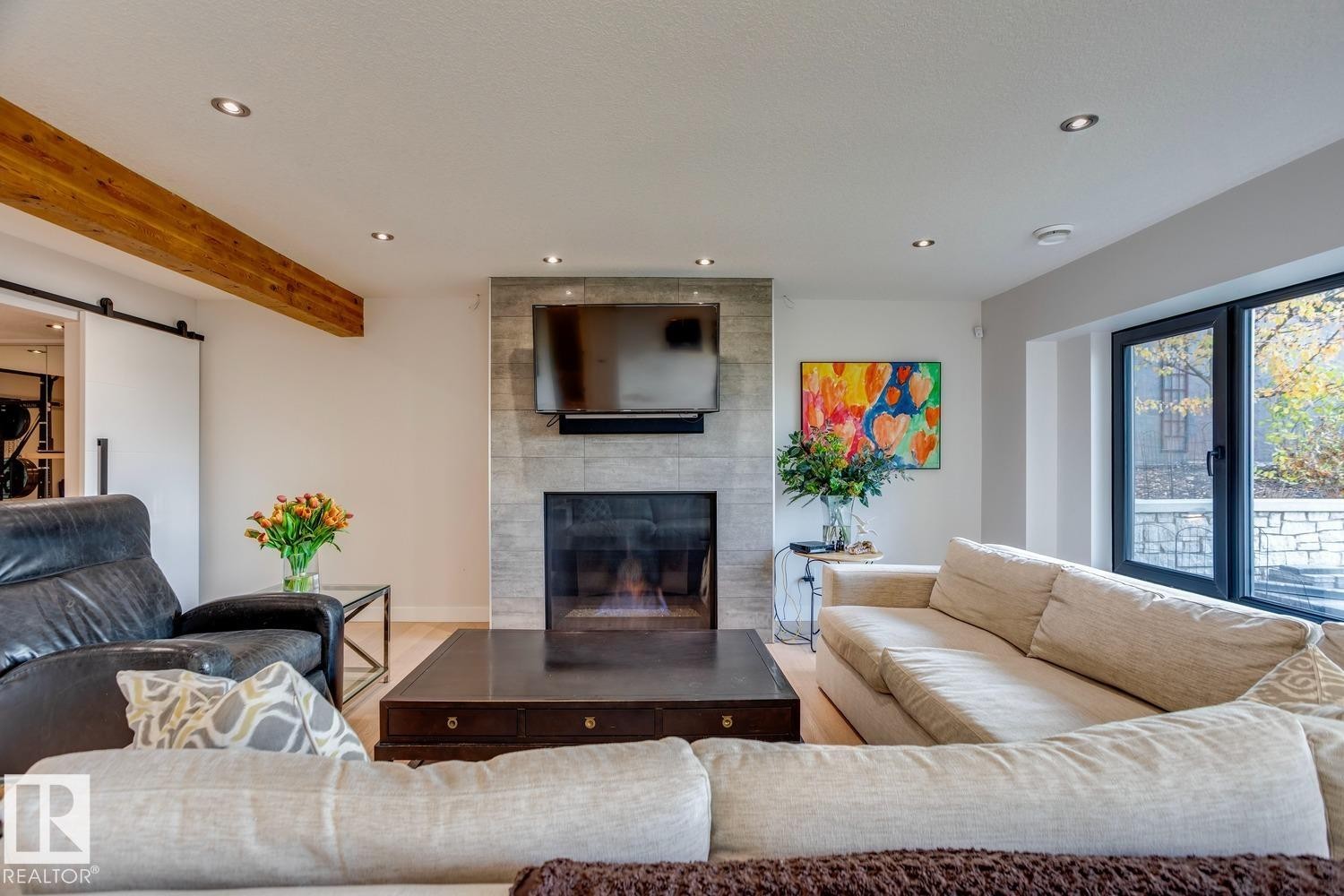 15309 Rio Terrace Drive Nw, Edmonton, AB - Indoor Photo Showing Living Room With Fireplace