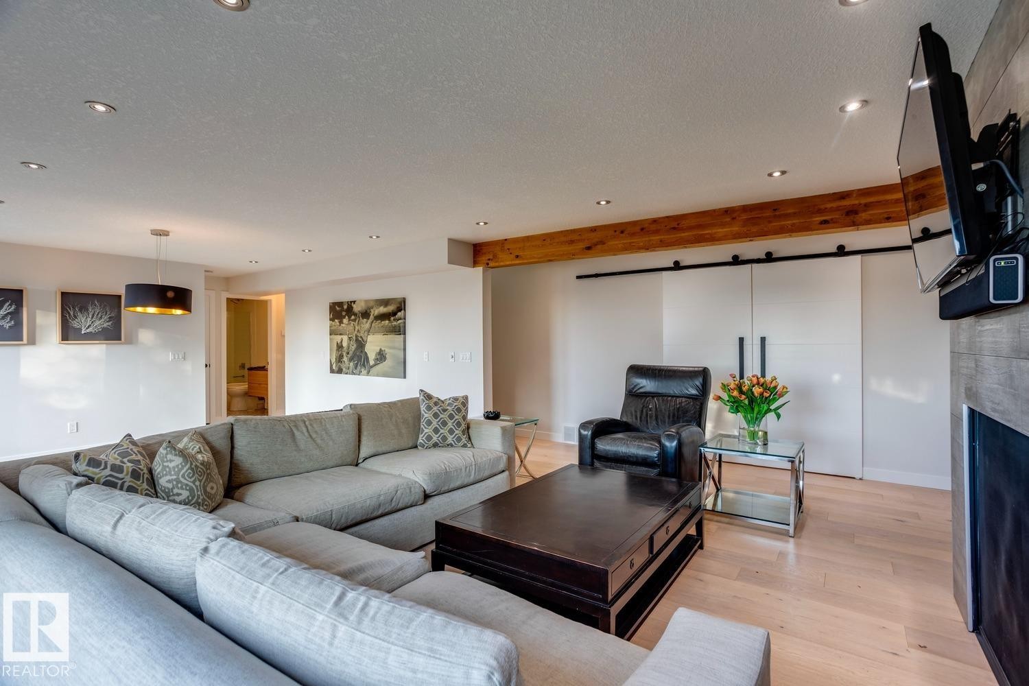 15309 Rio Terrace Drive Nw, Edmonton, AB - Indoor Photo Showing Living Room With Fireplace