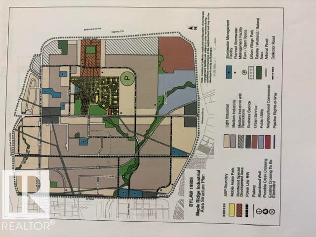 Area Structure Plan. Illustrating land use designations and infrastructure for the property - 707 65 Avenue, Edmonton, AB