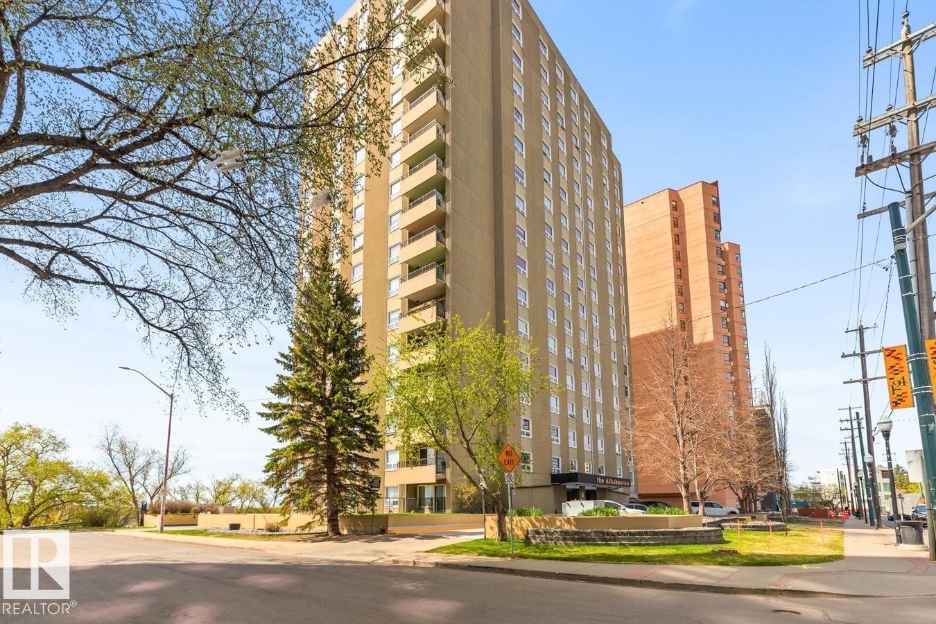 Exterior front of building - #602 12303 Jasper Av Nw, Edmonton, AB - Outdoor With Balcony With Facade