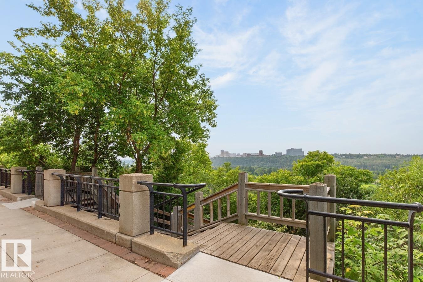 Victoria Promenade - public walkway along the top of the bank. Benches along the promenade invite you to relax and enjoy the beauty of the seasons. - #602 12303 Jasper Av Nw, Edmonton, AB - Outdoor