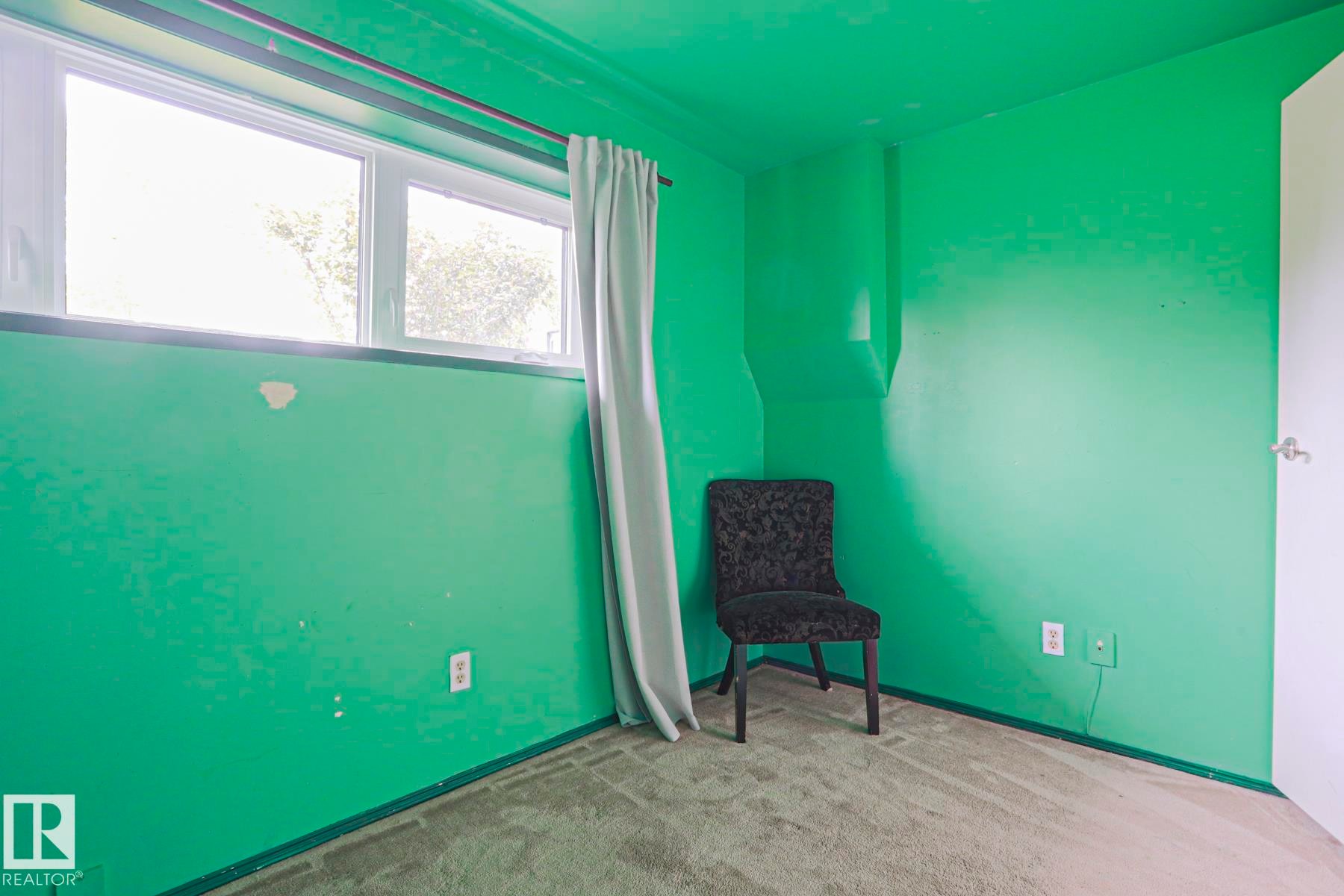 Room featuring light green wall paint and carpeted flooring - 2007 67 Street, Edmonton, AB