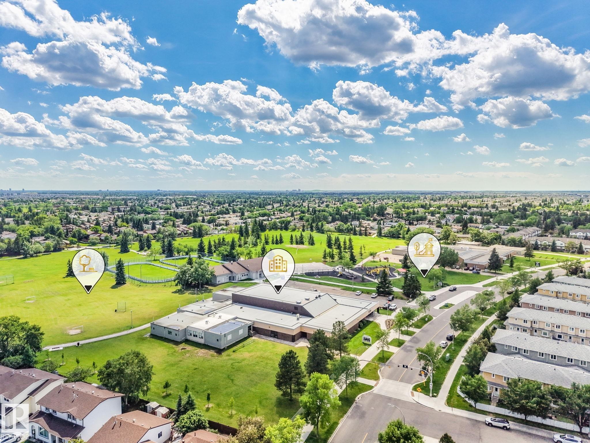 Aerial perspective showcasing the surrounding community - 17237 104 Street, Edmonton, AB