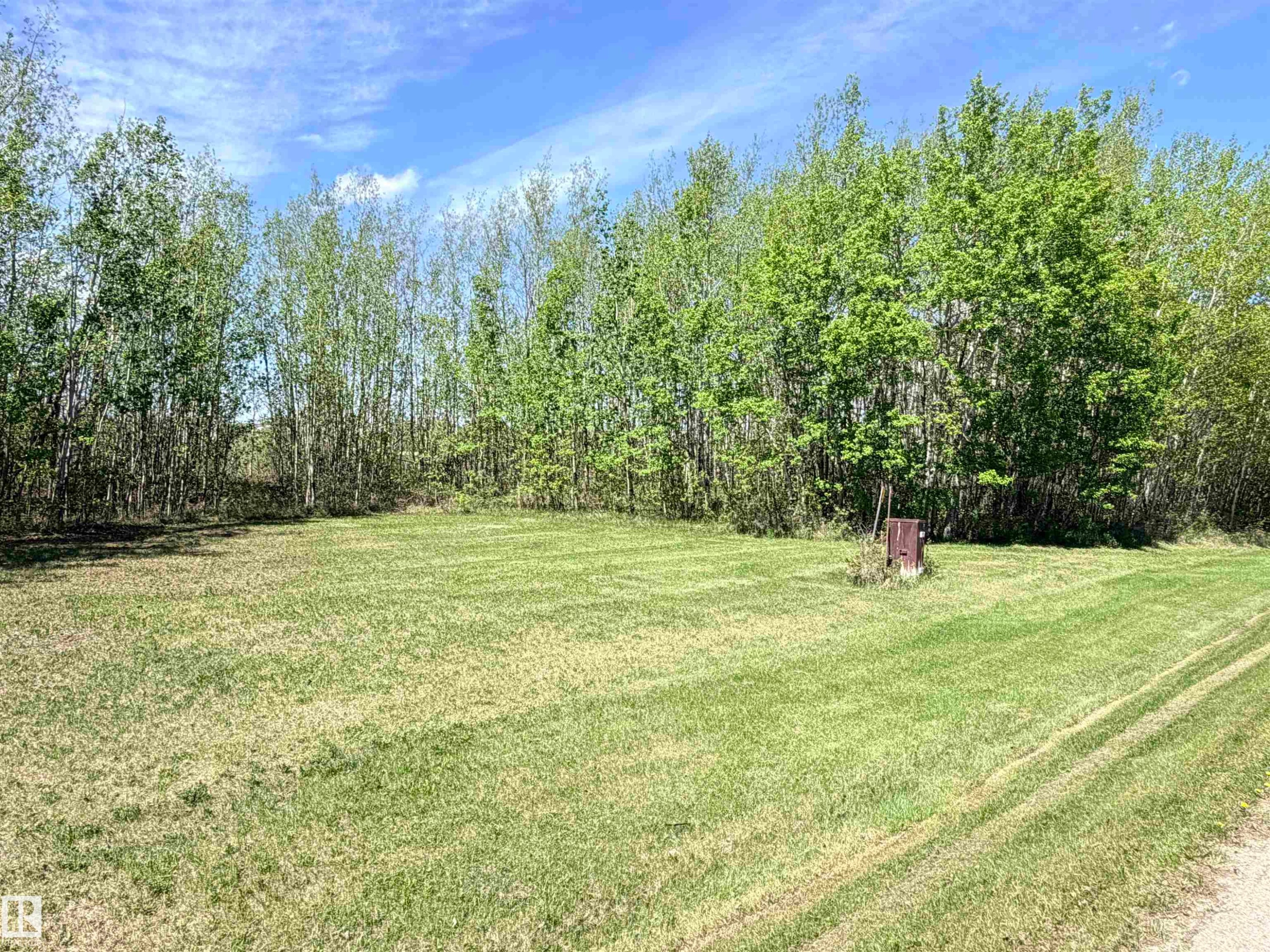Expansive green lawn with mature trees bordering the property - 50 Ave. 52 St., Rural Westlock County, AB