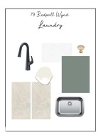 Design Board, Laundry. Illustrating material and fixture selections for the property's laundry area -