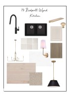 Design Board. Presenting material and fixture selections for the property's kitchen -