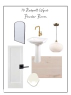 Design Board. Displaying material and fixture selections for the property's powder room -