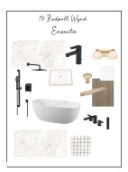 Design Board. Presenting material and fixture selections for the property's ensuite -