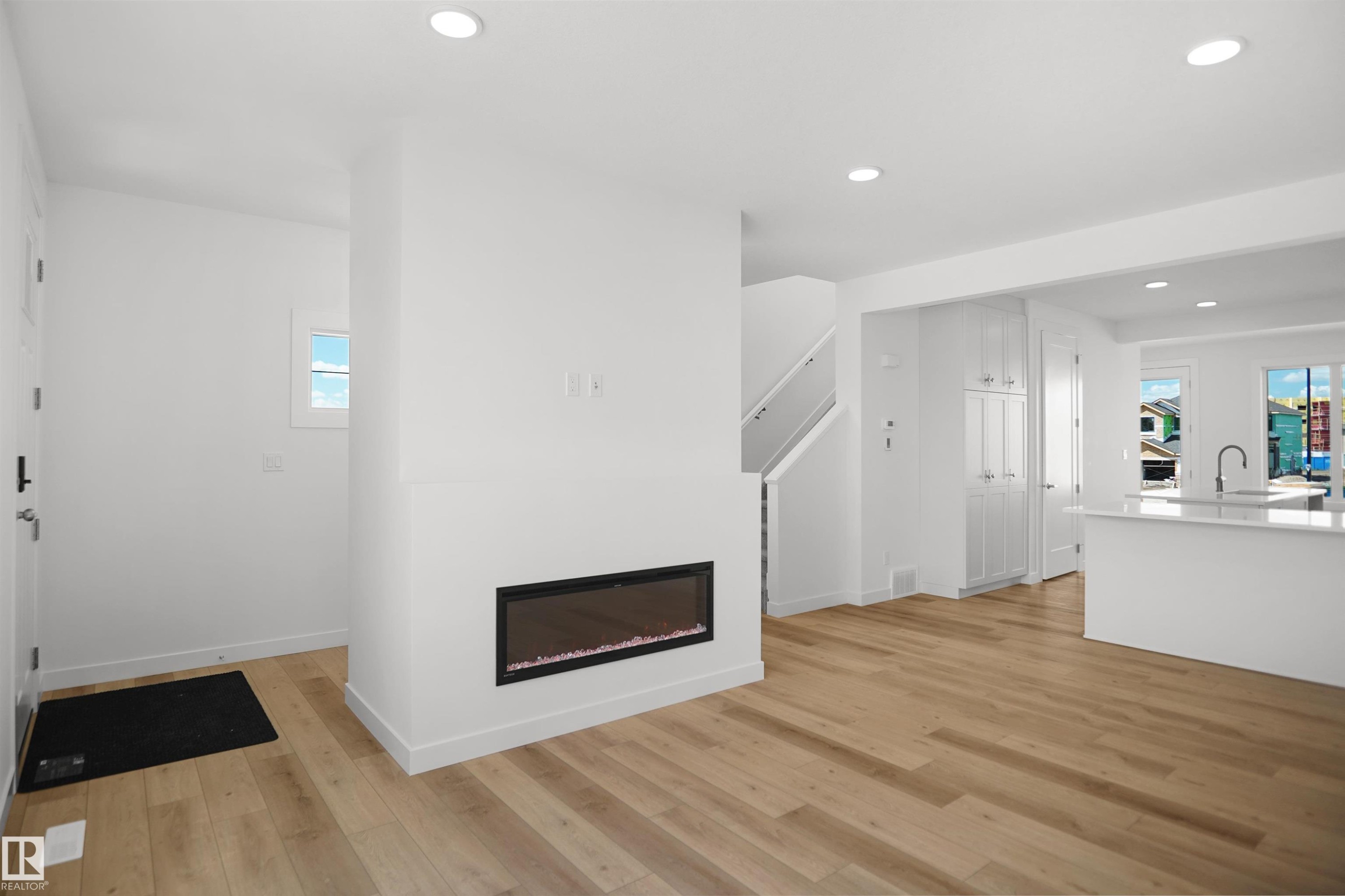 1308 9 Street Nw, Edmonton, AB - Indoor Photo Showing Living Room With Fireplace