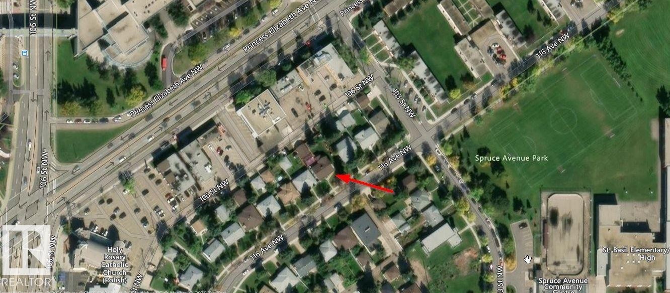 Aerial Map. Indicating the location of the property within the urban environment - 10404 116 Avenue, Edmonton, AB