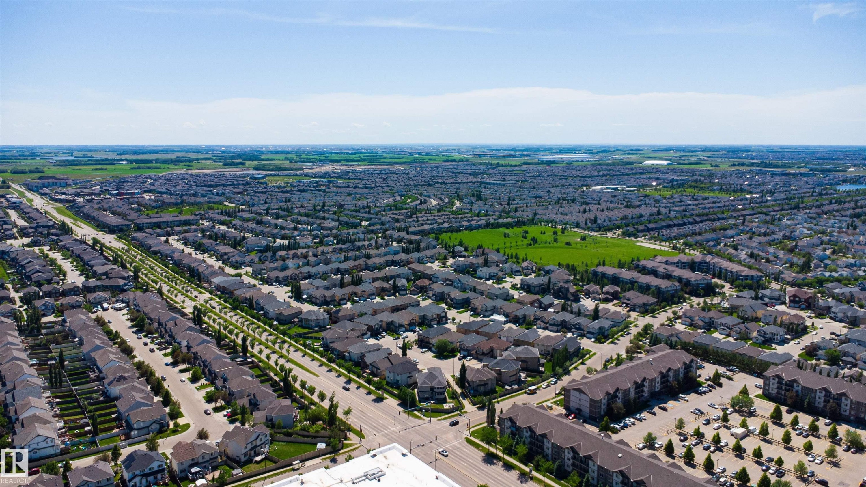 Expansive aerial perspective showcasing a residential development with diverse housing styles - 170 804 Welsh Drive, Edmonton, AB