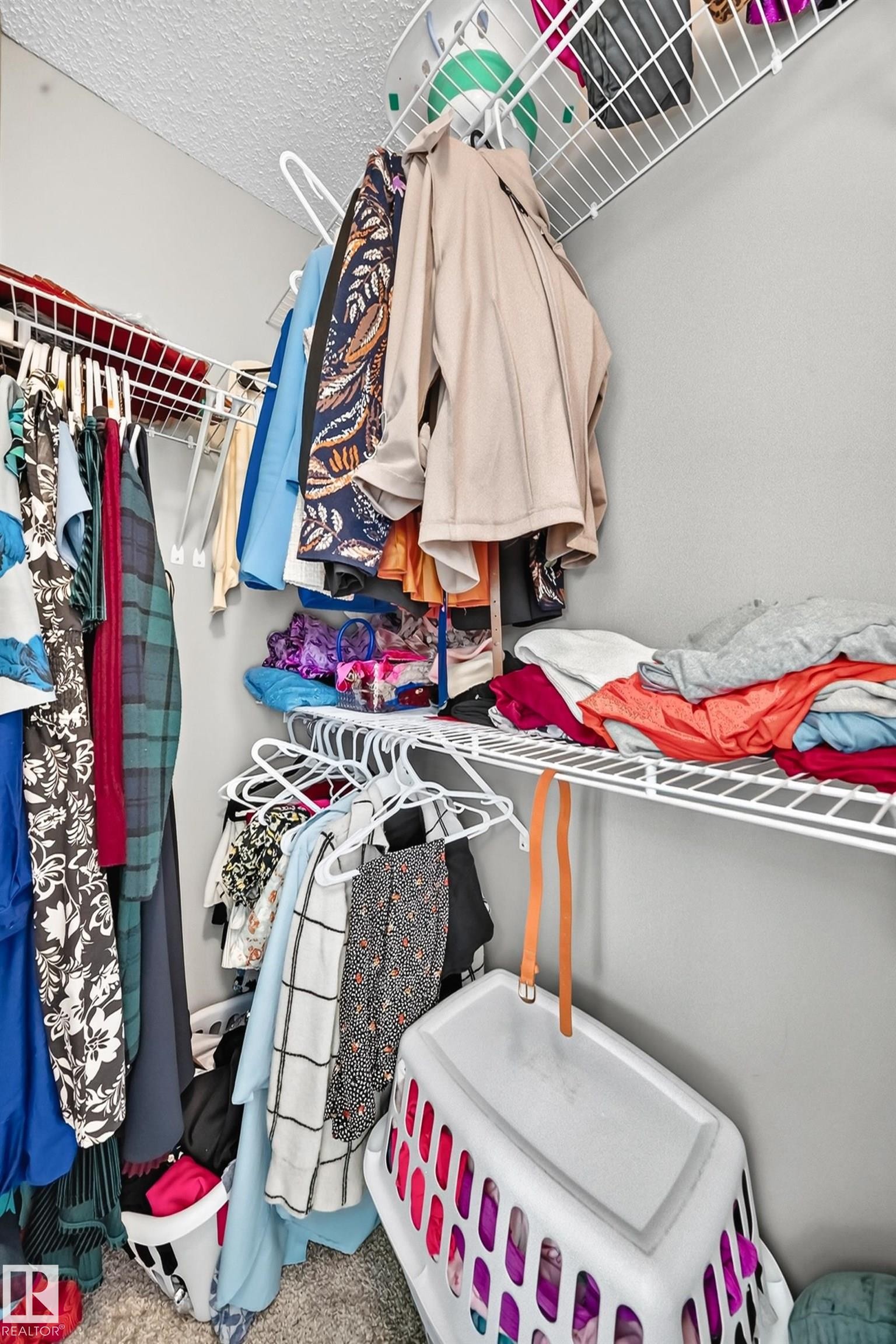 Walk-in closet featuring wire shelving, hanging rods, and light gray wall paint - 415 Clareview Rd Nw Nw, Edmonton, AB - Indoor With Storage