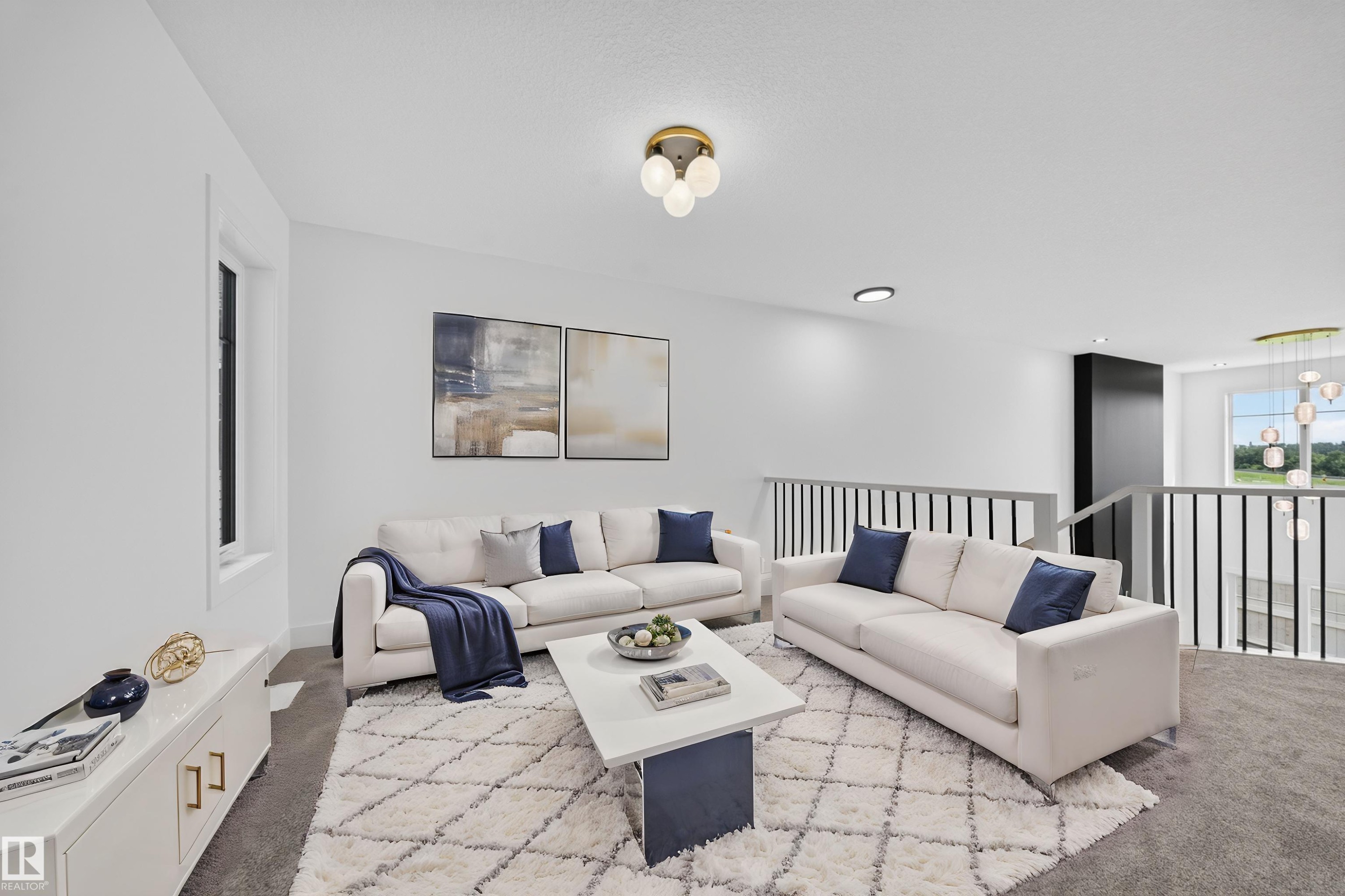 Spacious walk-in closet featuring built-in shelving, hanging rods, light gray carpeting, and a flush mount ceiling light - 803 30 Avenue, Edmonton, AB