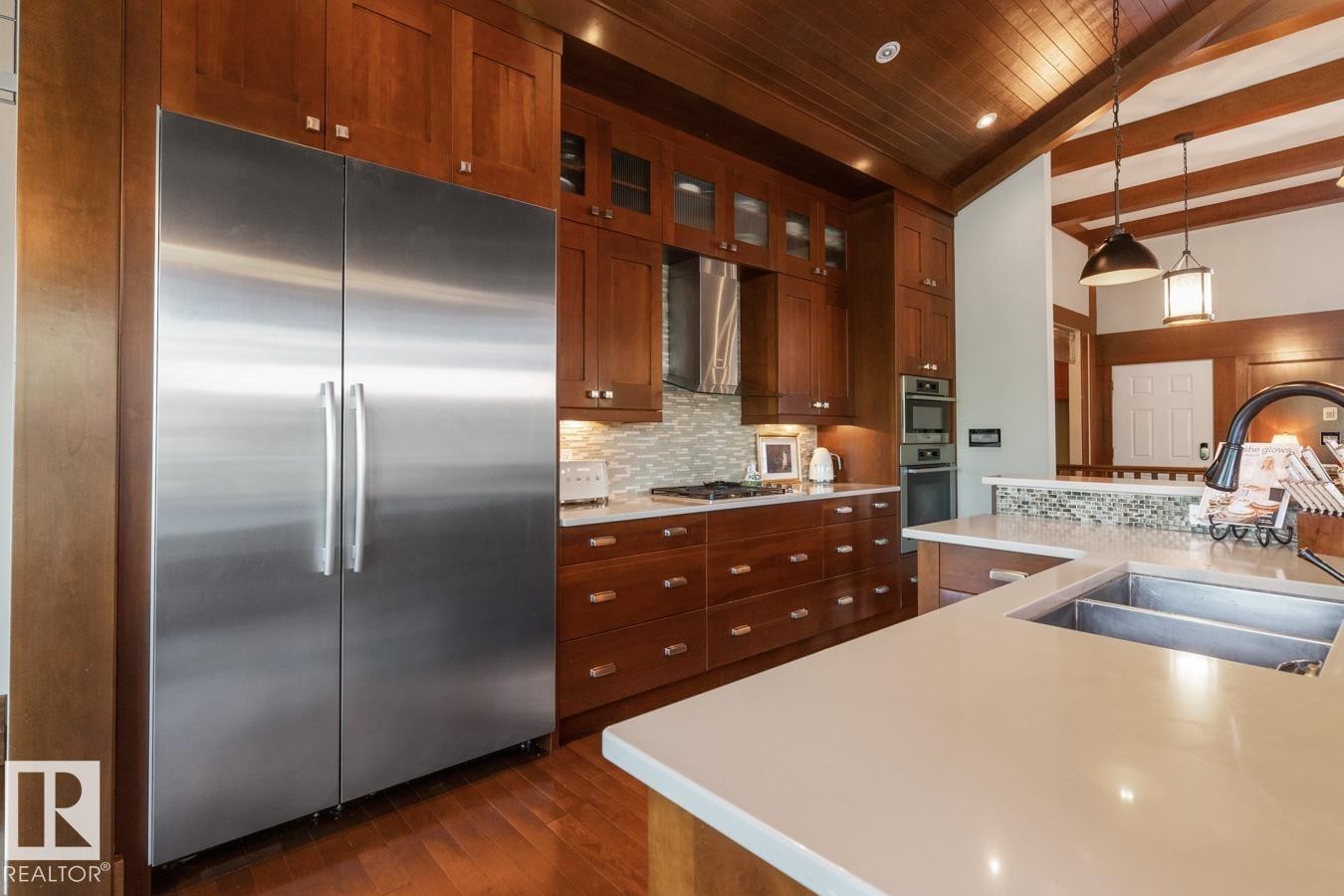 4023 Whispering River Drive Nw, Edmonton, AB - Indoor Photo Showing Kitchen With Double Sink