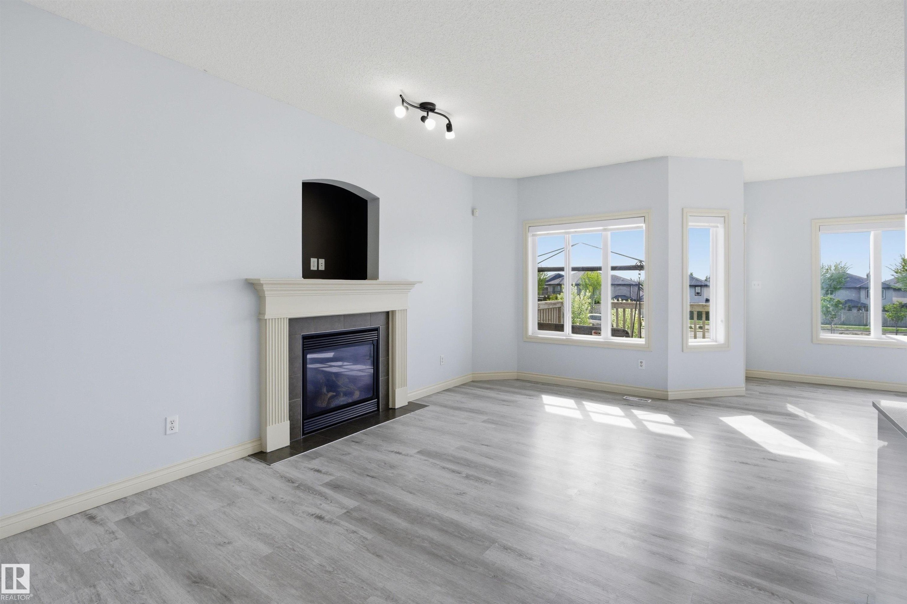 2017 118 Street, Edmonton, AB - Indoor Photo Showing Living Room With Fireplace