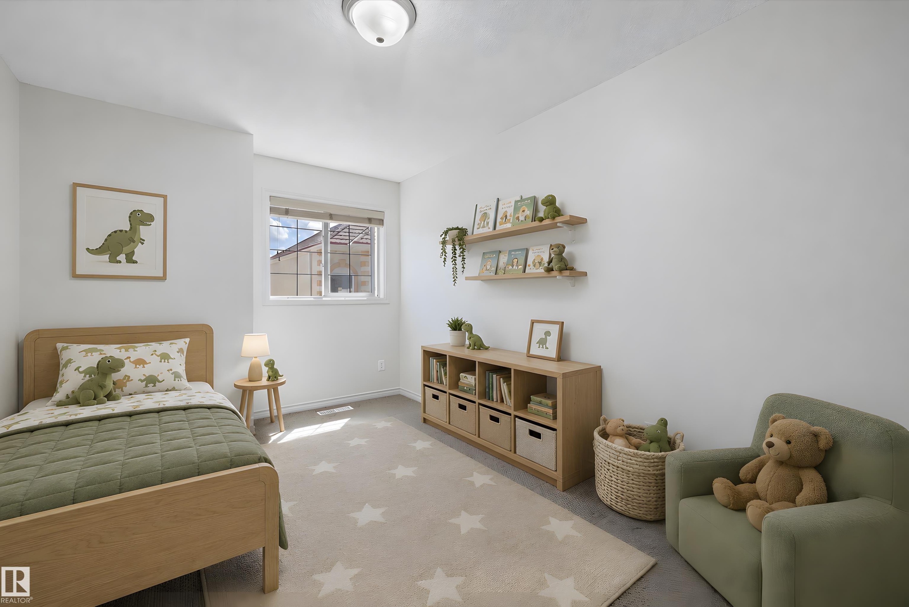 Bedroom featuring light-toned walls, recessed window, and flush mount lighting - 101 13825 155 Avenue, Edmonton, AB