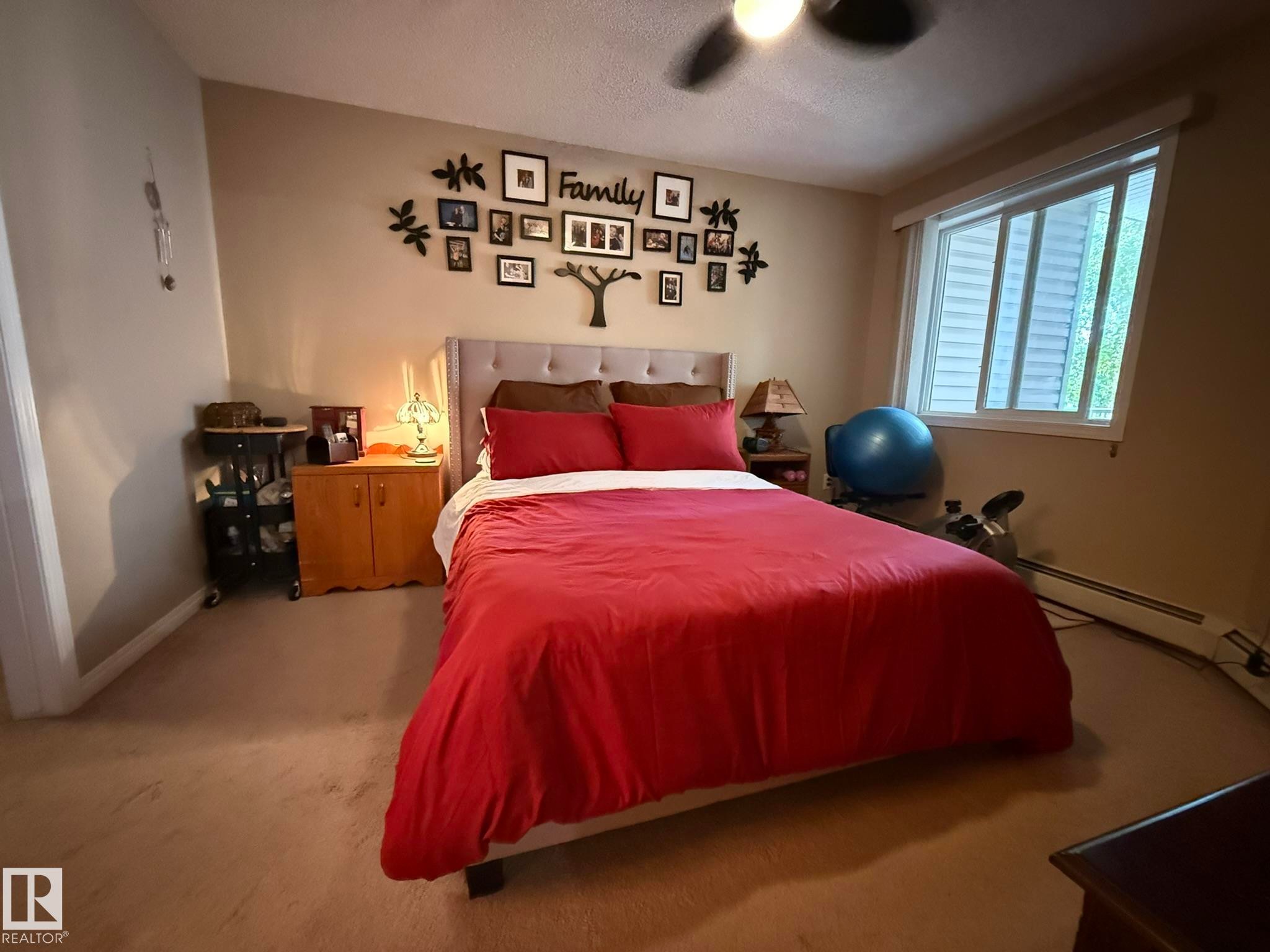 Spacious bedroom with neutral wall tones and carpeted flooring - 205 3425 19 Street, Edmonton, AB