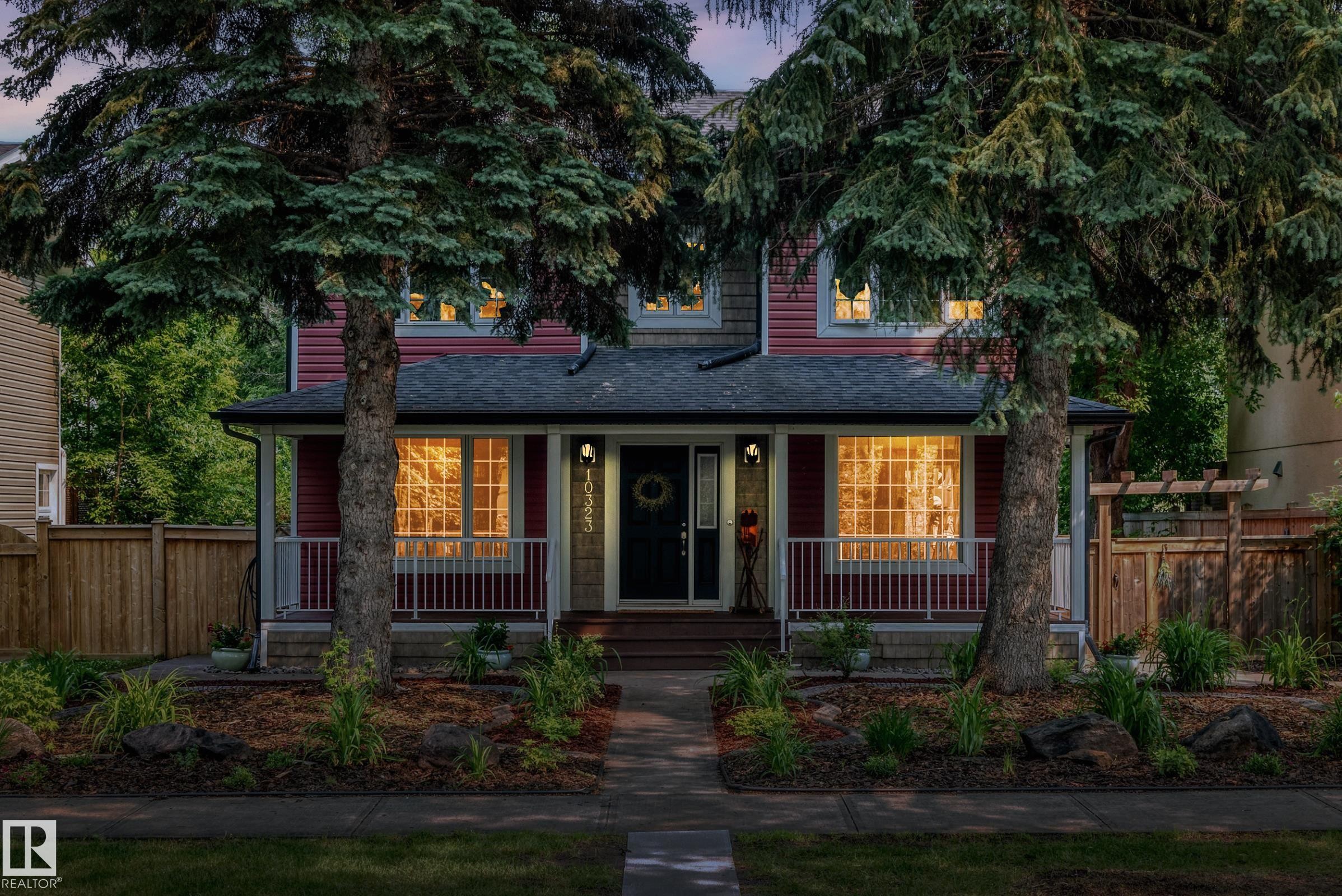 Red clapboard siding with shake shingle accents - 10323 138 Street Nw, Edmonton, AB - Outdoor With Deck Patio Veranda With Facade