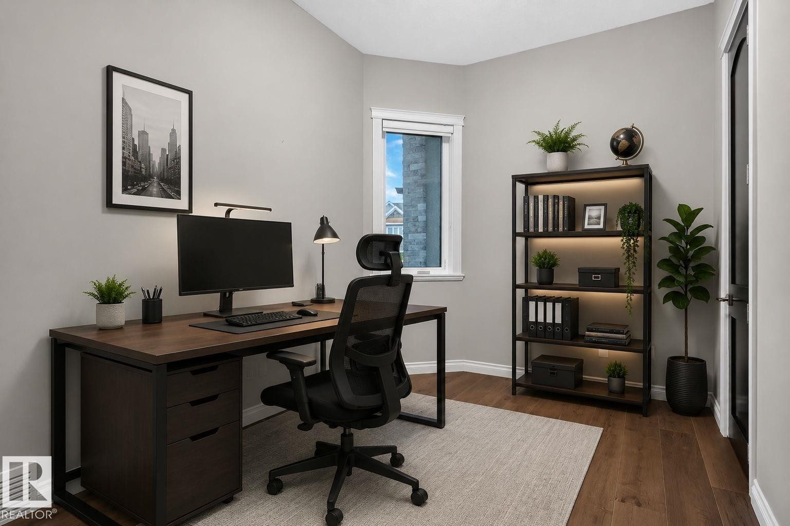 Virtually Staged - 4707 Woolsey Common Sw, Edmonton, AB - Indoor Photo Showing Office