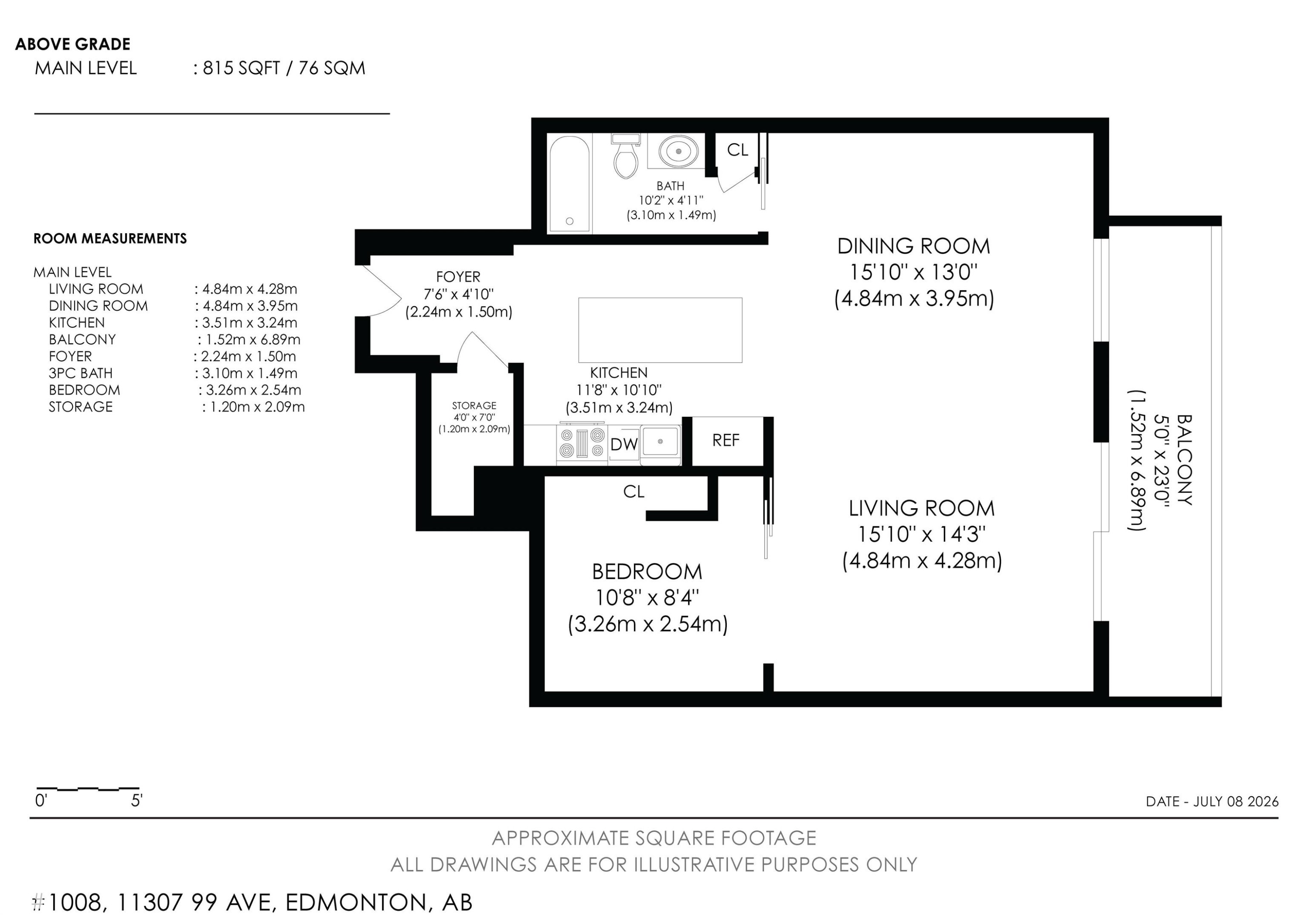 Floor plan - #1008 11307 99 Av Nw, Edmonton, AB
