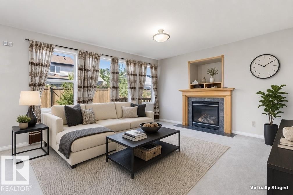 1710 Hodgson Place, Edmonton, AB - Indoor Photo Showing Living Room With Fireplace