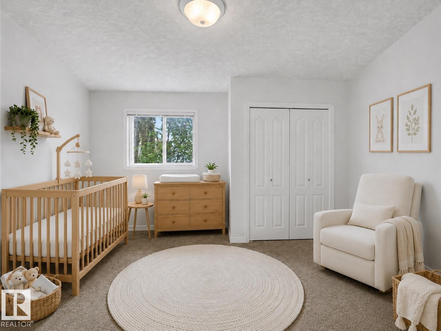 Light-colored walls with a window featuring exterior foliage - 1619 Welbourn Cove, Edmonton, AB