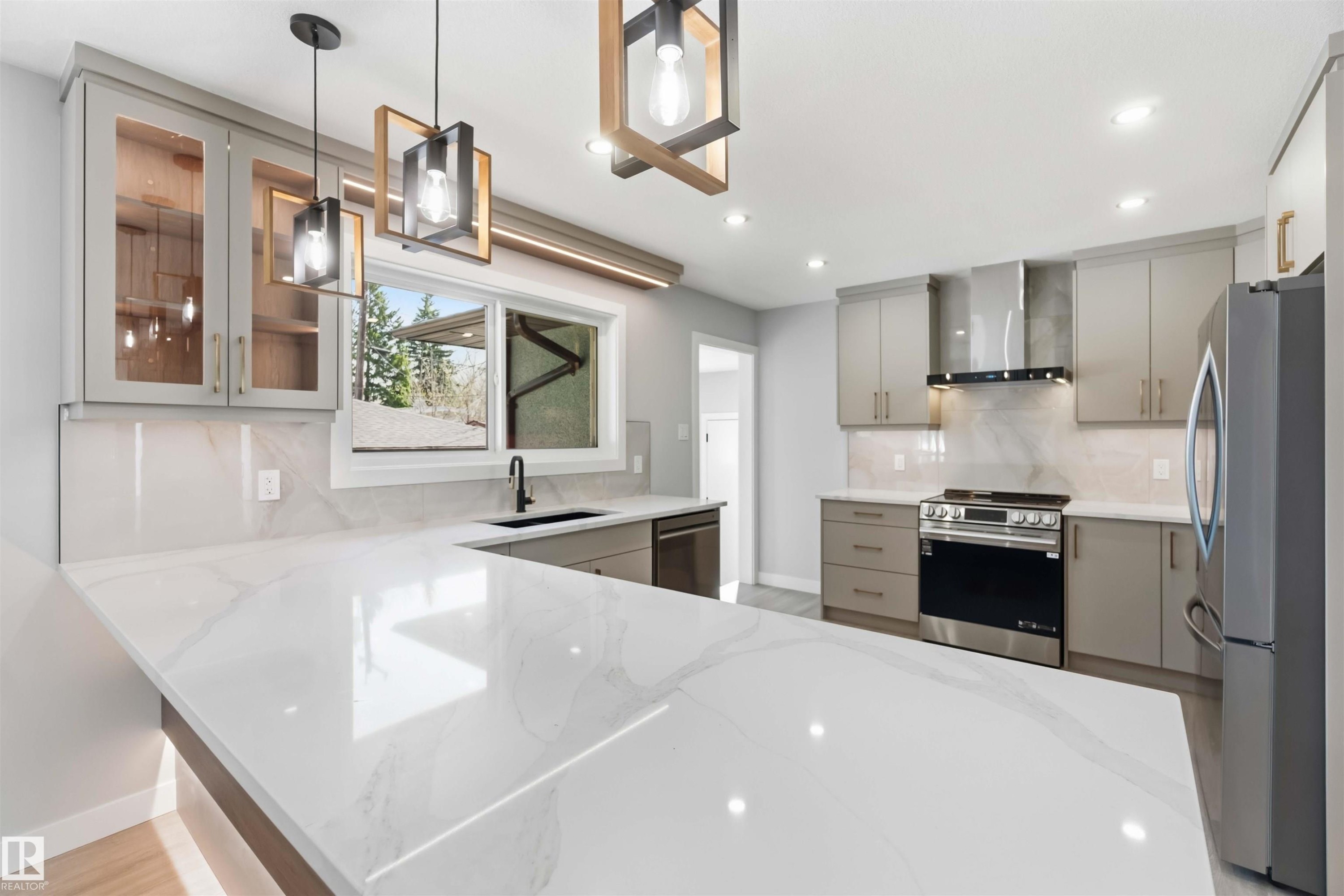 8736 66 Avenue Nw, Edmonton, AB - Indoor Photo Showing Kitchen With Stainless Steel Kitchen With Upgraded Kitchen