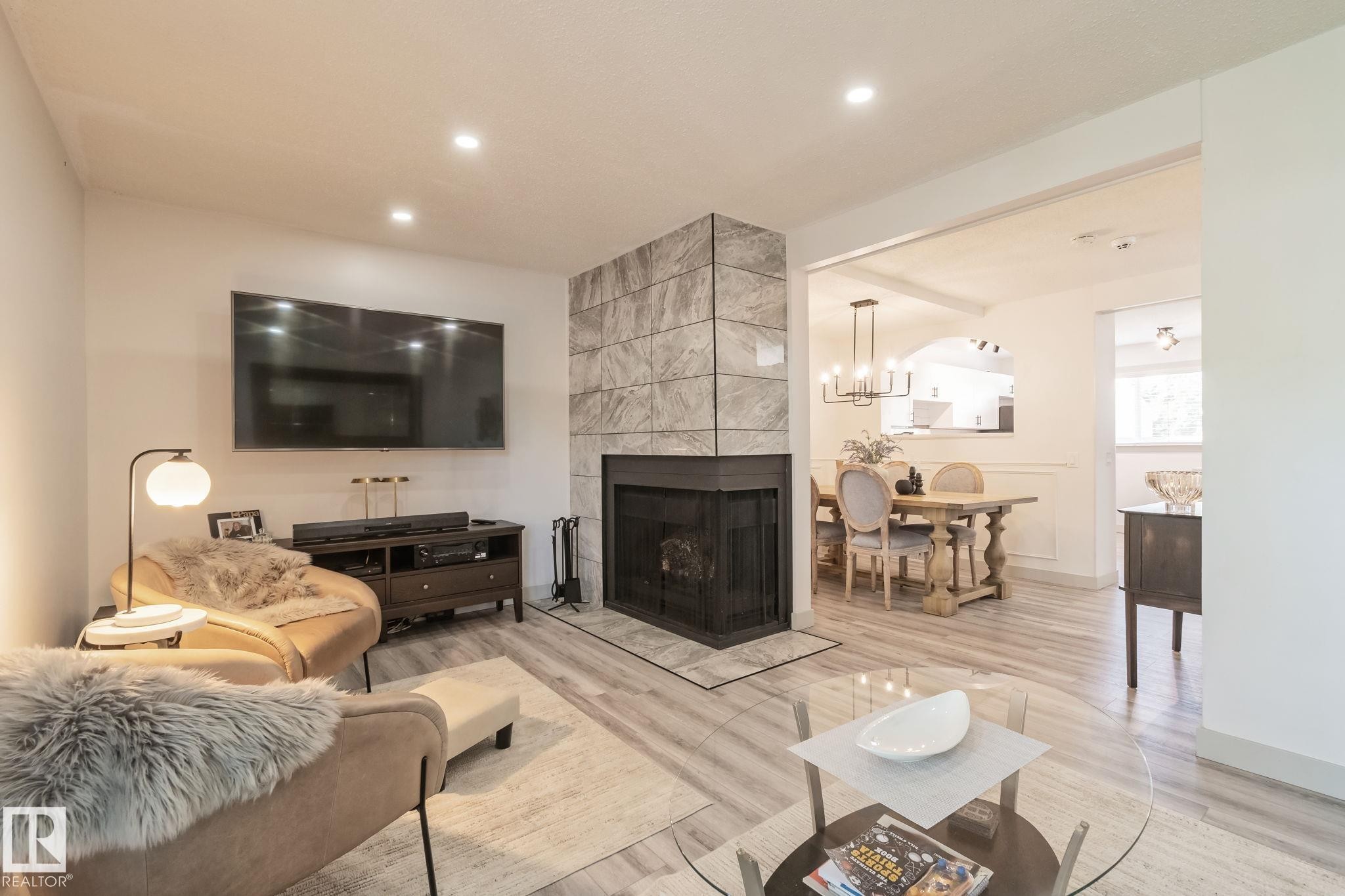 15 Grandin Wood(S), St. Albert, AB - Indoor Photo Showing Living Room With Fireplace