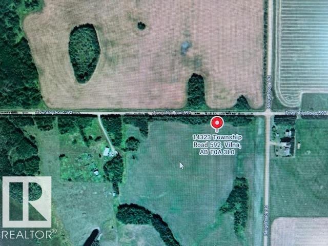 Aerial Map. Displaying the property's location and surrounding land features - 14323 Township 592, Rural Smoky Lake County, AB -
