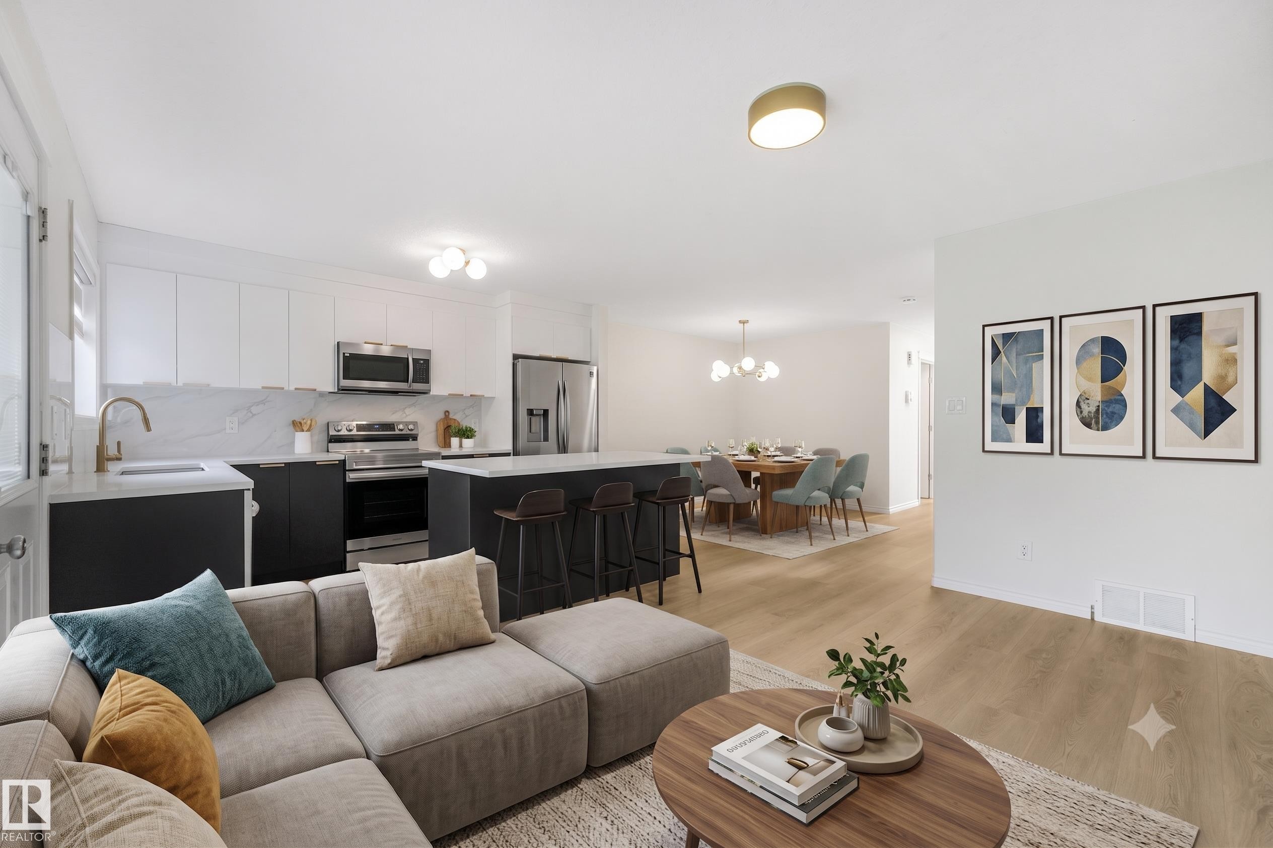 Living room virtually staged. - 10216 150 Street Nw, Edmonton, AB - Indoor