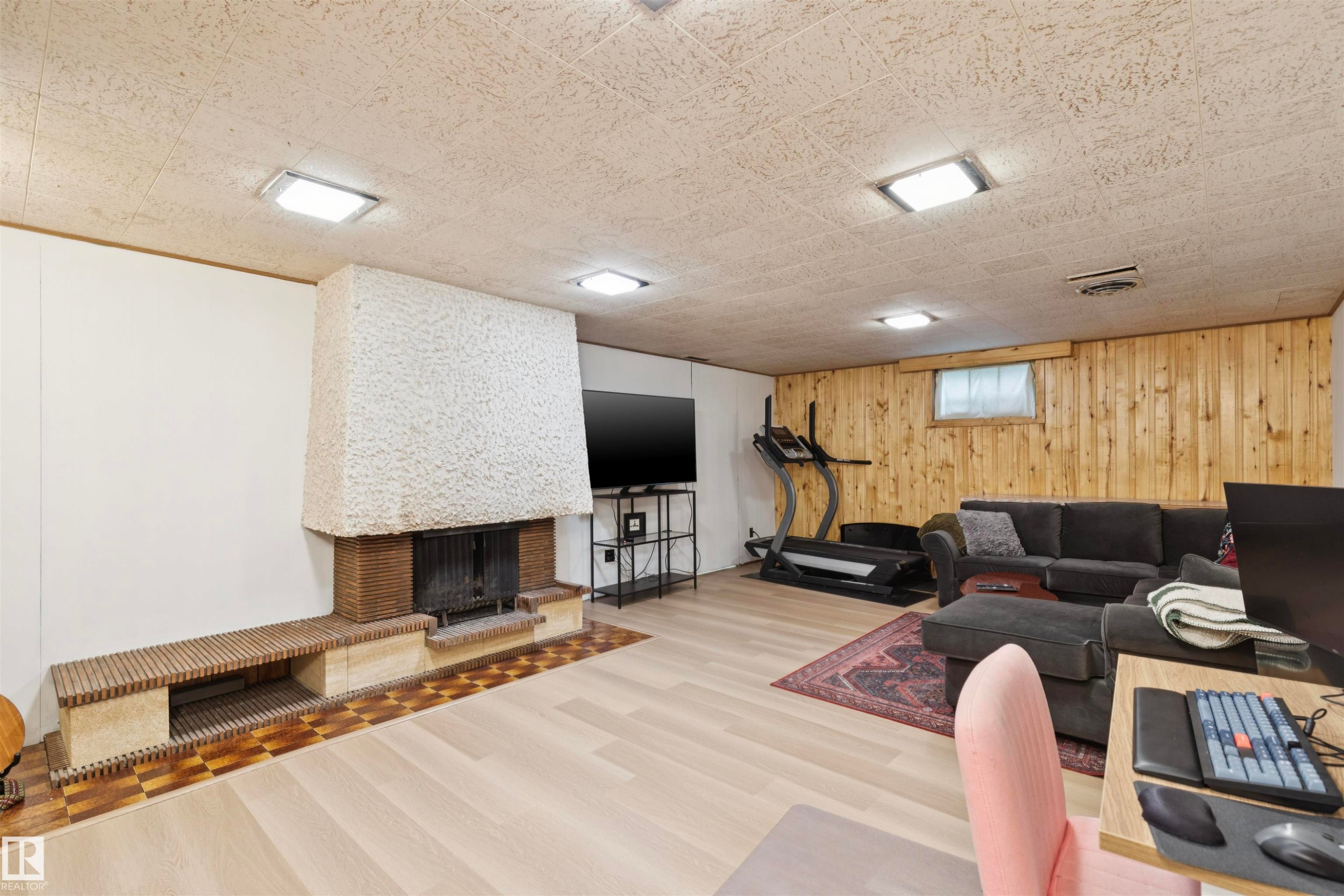 9544 148 Street Nw, Edmonton, AB - Indoor Photo Showing Basement With Fireplace