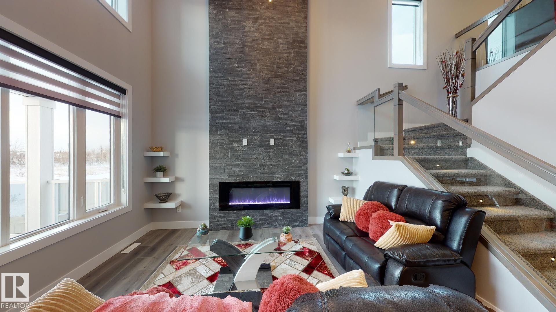 13 Blackbird Bend, Fort Saskatchewan, AB - Indoor Photo Showing Other Room With Fireplace