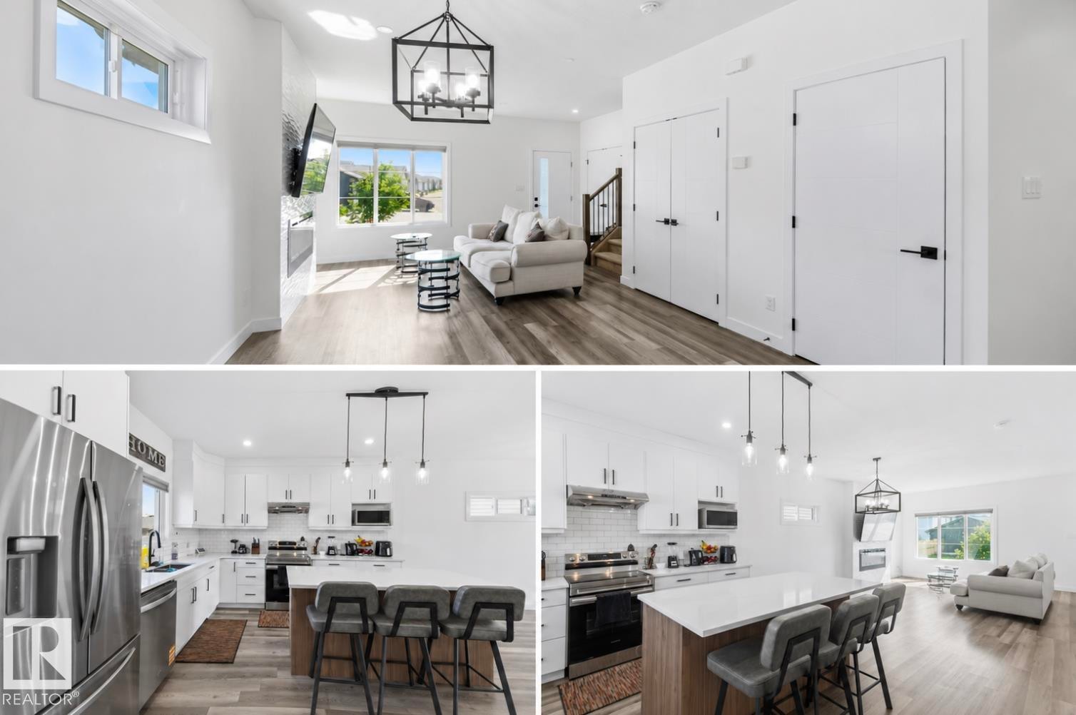 Property Marketing Photos. Displaying interior areas including a kitchen and a living space - 17924 61 Street Nw, Edmonton, AB - Indoor