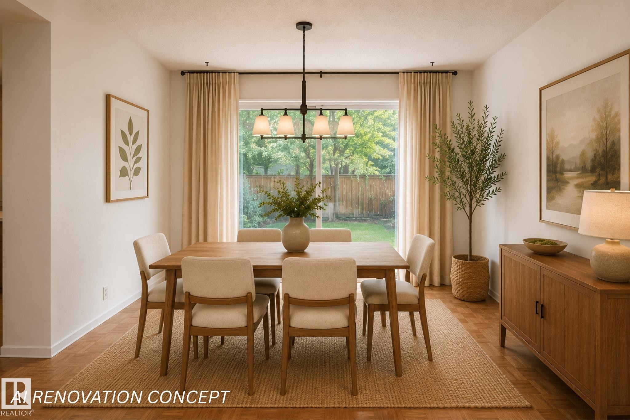AI Renovation Concept (Not Actual Condition): Digitally enhanced image illustrating potential updates and furnishings. Refer to the preceding photos for the property's current condition. - 17912 77 Avenue, Edmonton, AB