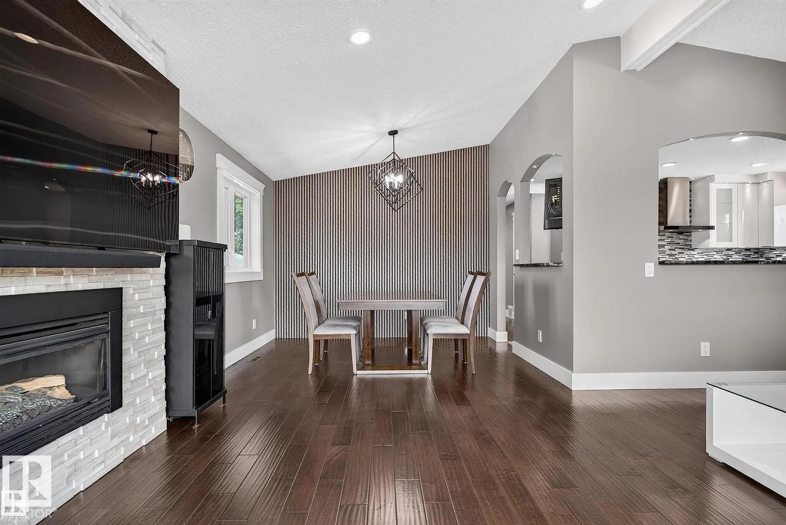 3911 67 Street Nw, Edmonton, AB - Indoor Photo Showing Living Room With Fireplace
